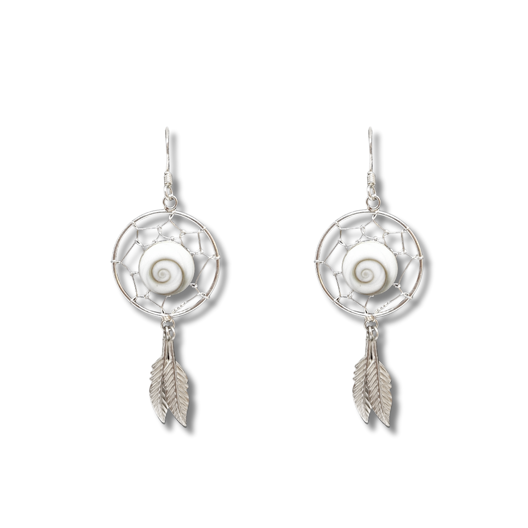 Boucles d'oreilles argent 925 attrape rêve oeil de sainte Lucie