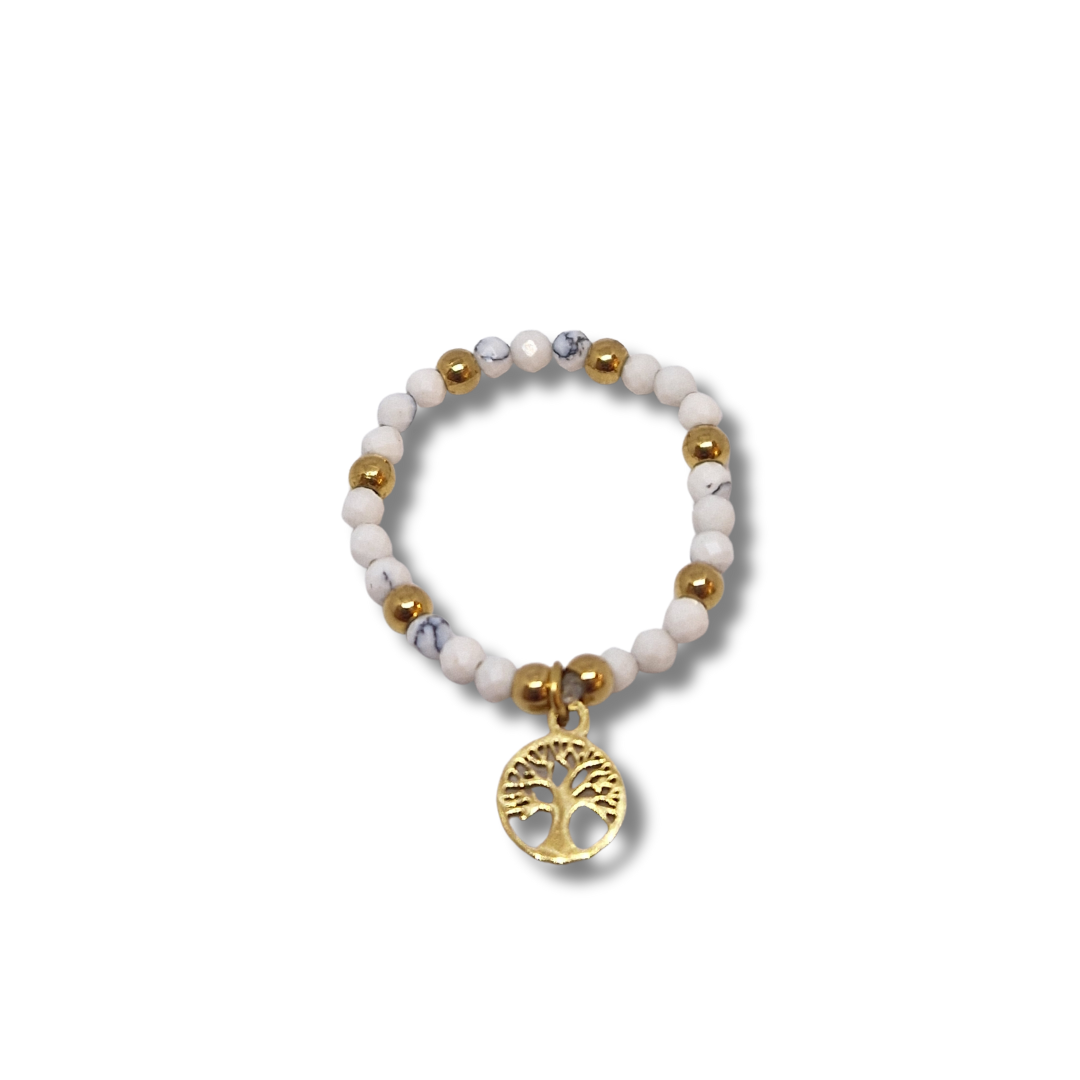 Bague jonc pierres de lune acier inoxydable doré