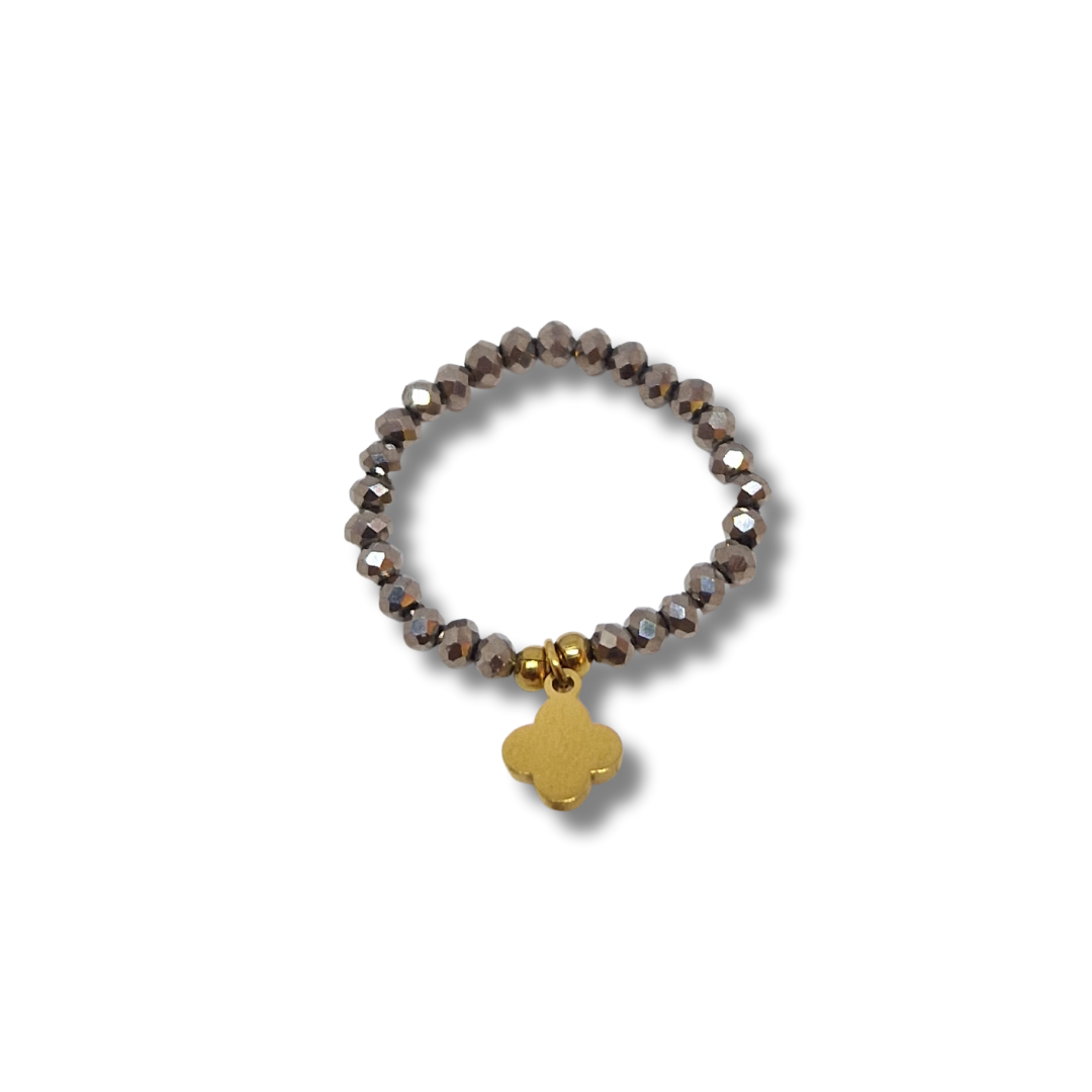 Bague jonc hématite acier inoxydable doré
